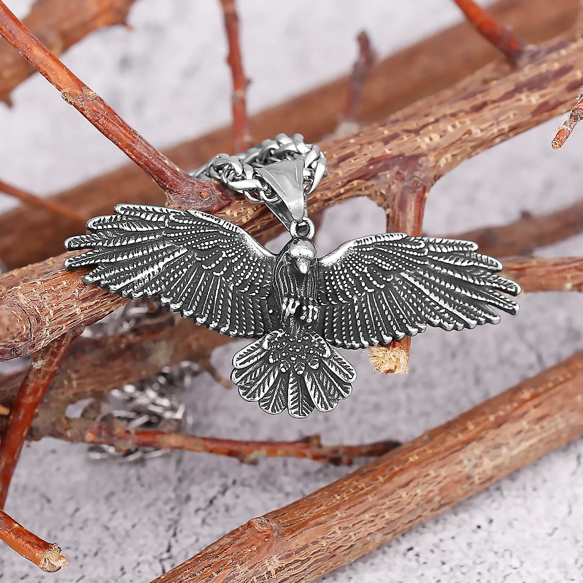 Gothic Raven Stainless Steel Pendant Necklace