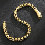 6MM Chain Men's Bracelet Man Gold Color Stainless Steel Boys Bracelets On Hand Engraveable Mannen Armband Jewellery
