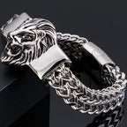 Lion Head Metal Bracelet Man 12MM Wide 316L Stainless Steel Snake Link Chain Men‘s Charm Bracelets On Hand Bands Strap