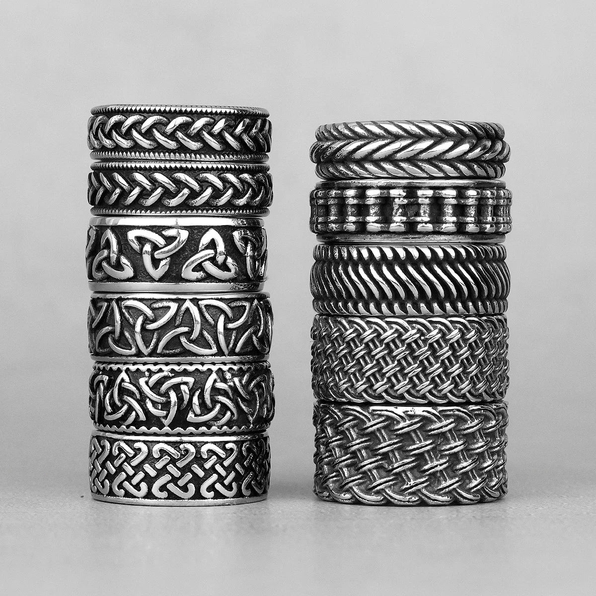 Grid Weave Stainless Steel Mens Rings Retro Industrial Style Simple for Male Boyfriend Biker Jewelry Creativity Gift