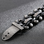 Handmade Leather Braided Bracelet With Belt Buckle Stainless Steel Boys Bracelets Men's Bike Jewellery Accessories Cuff
