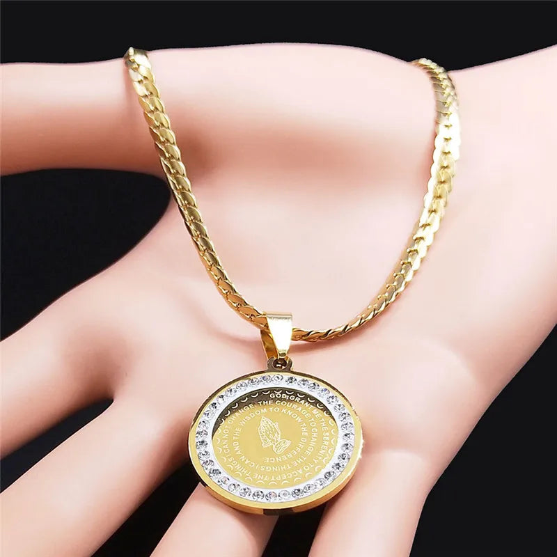 Crystal Lord's Prayer Cross Pendant — SS