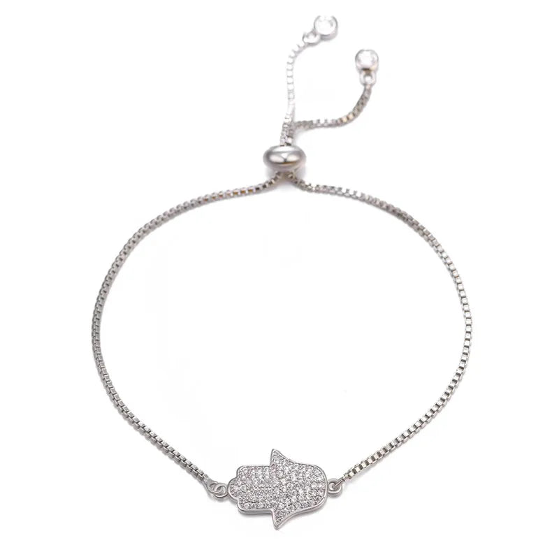 Iced Out Hamsa Copper Bracelet — Adjustable