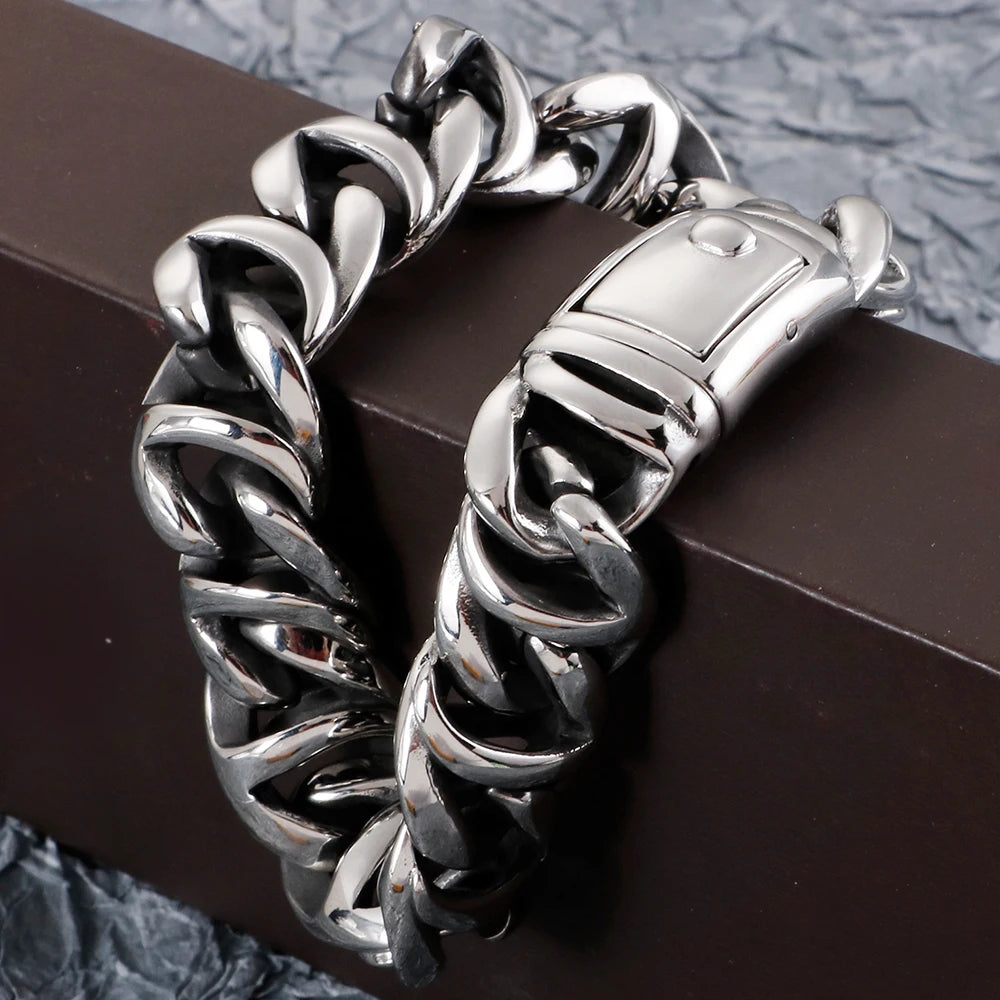 Polished Solid Stainless Steel Man Bracelet Fashion Men's Bracelets Friendship On Hand Jewelry Accessories Gifts