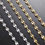 1 Piece Stainless Steel Hip Hop Coffee Bean Chains Necklaces Pig Nose Chains Bracelets Punk Necklace