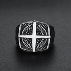 Viking Pirate Compass Geometric Ring — Stainless Steel