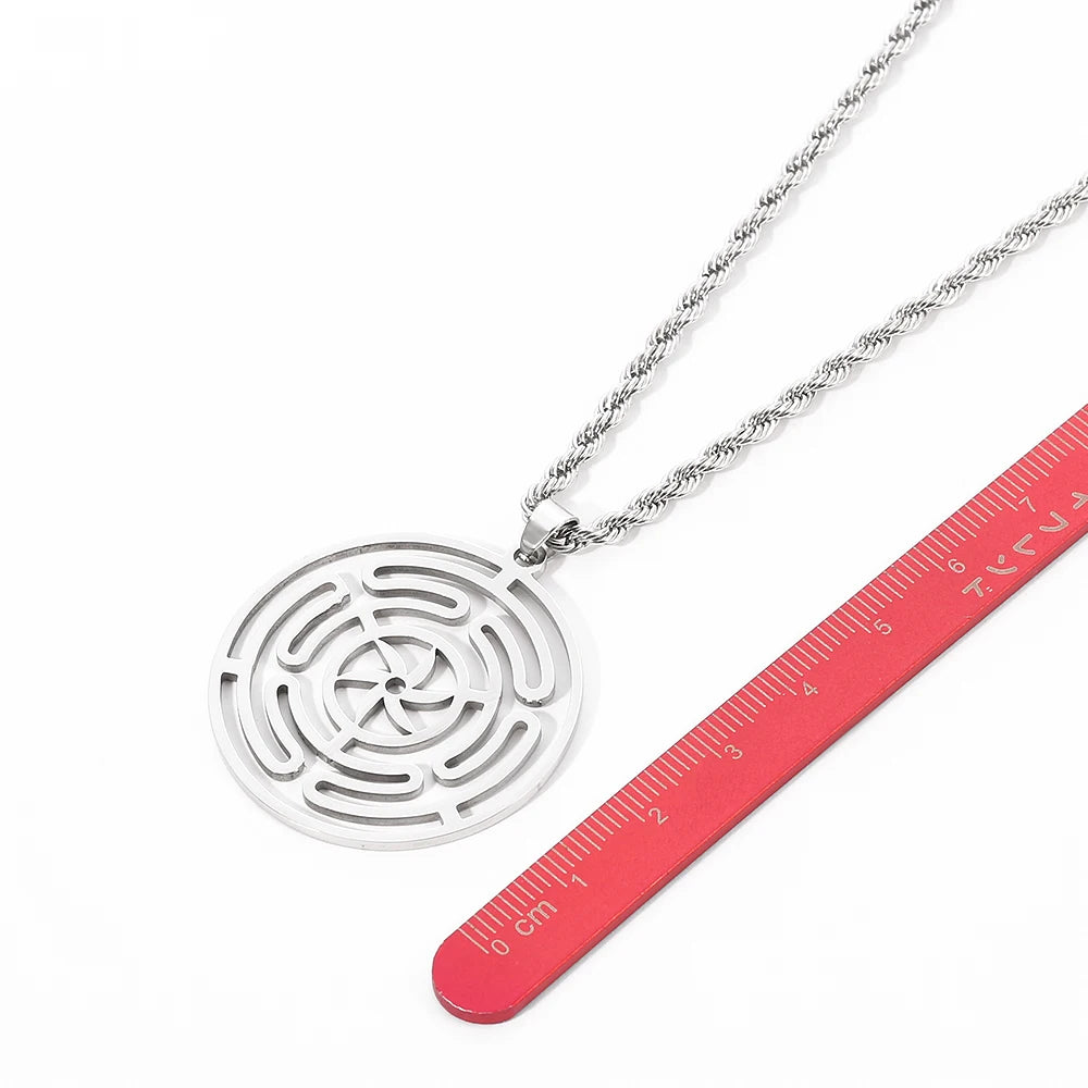 Hekate Wheel Stainless Steel Necklace Pendant Goth Strophalos Hecate Magic Symbol Logo Charm PIN colier femme Men