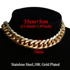 Punk Cuban Link Choker Necklace Collar Statement Chunky Stainless Steel Gold Color Thick Chain Necklace For Men Women Jewelry