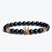 Luxury Men Stone Beads Skull Erkek Bileklik Bracelet Set Black CZ Crown Copper Bracelets For Women Pulseras Mujer