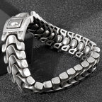 Men's Stainless Steel 16MM Keel Chain Bracelet For Man 8.46 Inches Vintage Old Silver Color Metal Jewellery Items