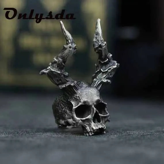 Onlysda Anillo Hombre Stainless Steel Gothic Skull Mask Ring Biker Hiphop rock Jewelry Unique Halloween Gift for Men