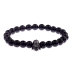 Charm Mens CZ Beaded Bracelets 8mm Bright Black Lava Stone Bracelets Homme Black Matte Bracelets For Women Dropshipping