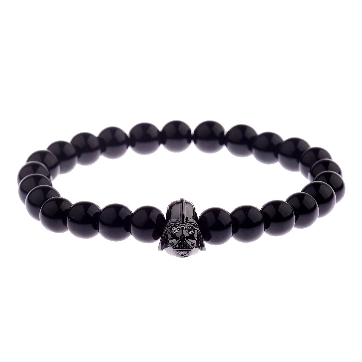 Charm Mens CZ Beaded Bracelets 8mm Bright Black Lava Stone Bracelets Homme Black Matte Bracelets For Women Dropshipping