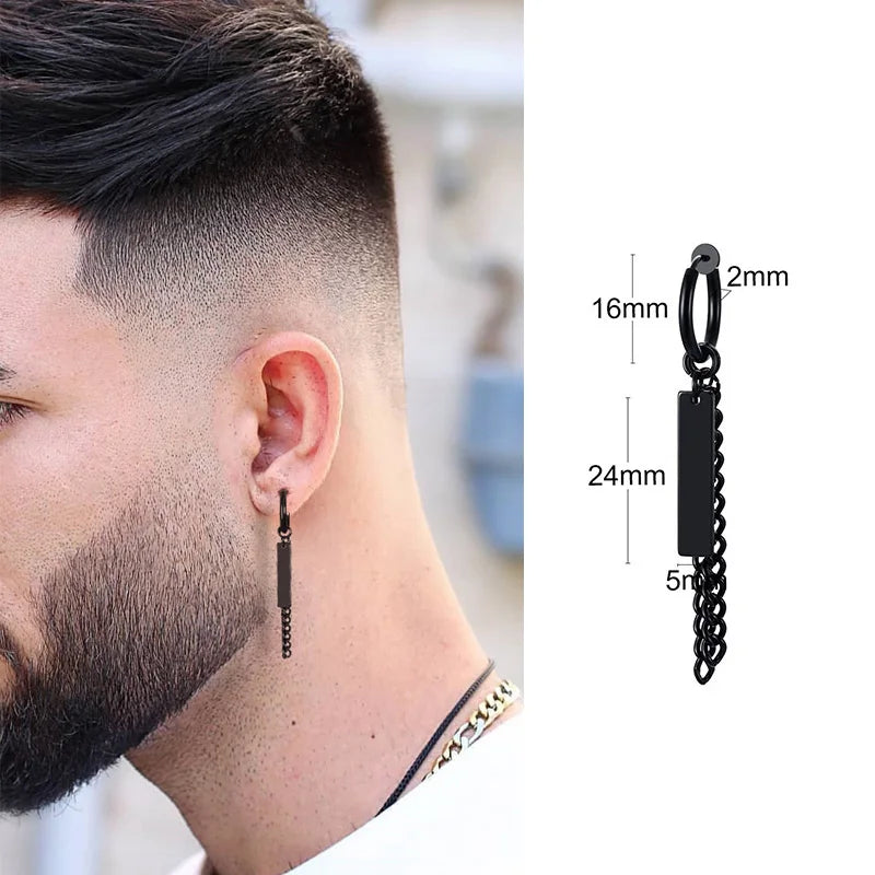 Silver Paperclip Hoop Earrings — Stainless Steel
