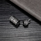 Six-Character Mantra Cylinder Pendant Necklace — Stainless Steel
