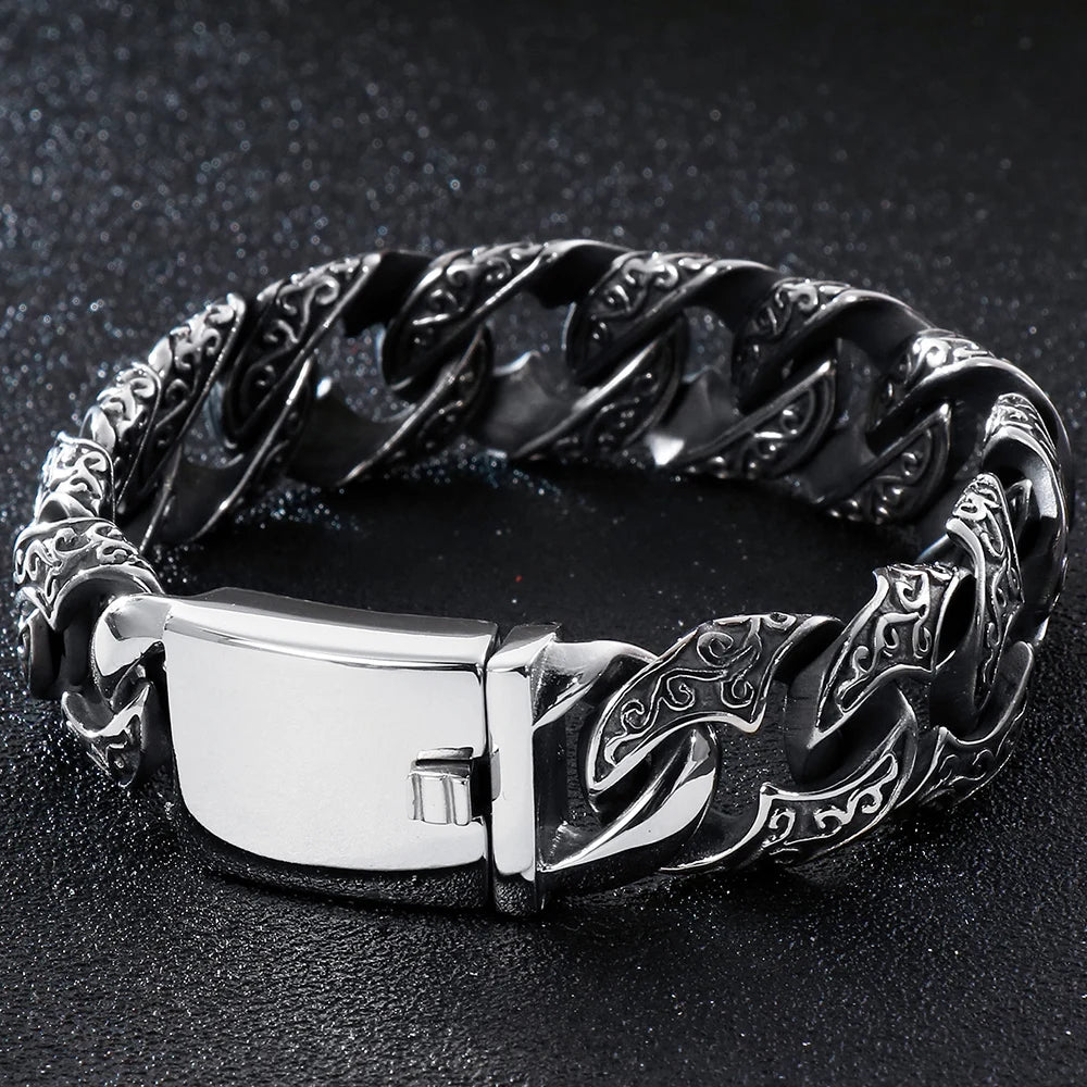 Vintage Heavy Stainless Steel Bracelet For Man Men's Link Chain Bracelets Metal Bangles Armband Hand Jewelry Gifts For