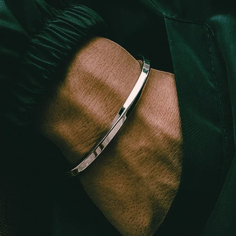 Silver Mobius Cuff Bangle Bracelet — Stainless Steel