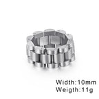Fongten Retro Watch Link Chain Men Ring Stainless Steel Rock Biker Finger Men and Women Punk Couple Rings Fashion Jewelry Gift