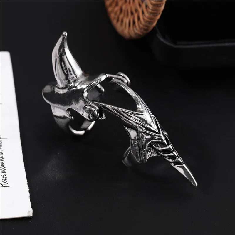 Gothic Punk Knuckle Ring Retro Rhino Gothic Scroll Armor Knuckle Metal Full Ring Cool Ring Men Boyfriend Gift Fine Jewlery