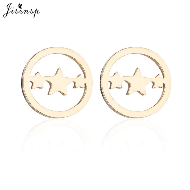 Punk Open Star Stud Earrings Everyday Wear — Stainless Steel