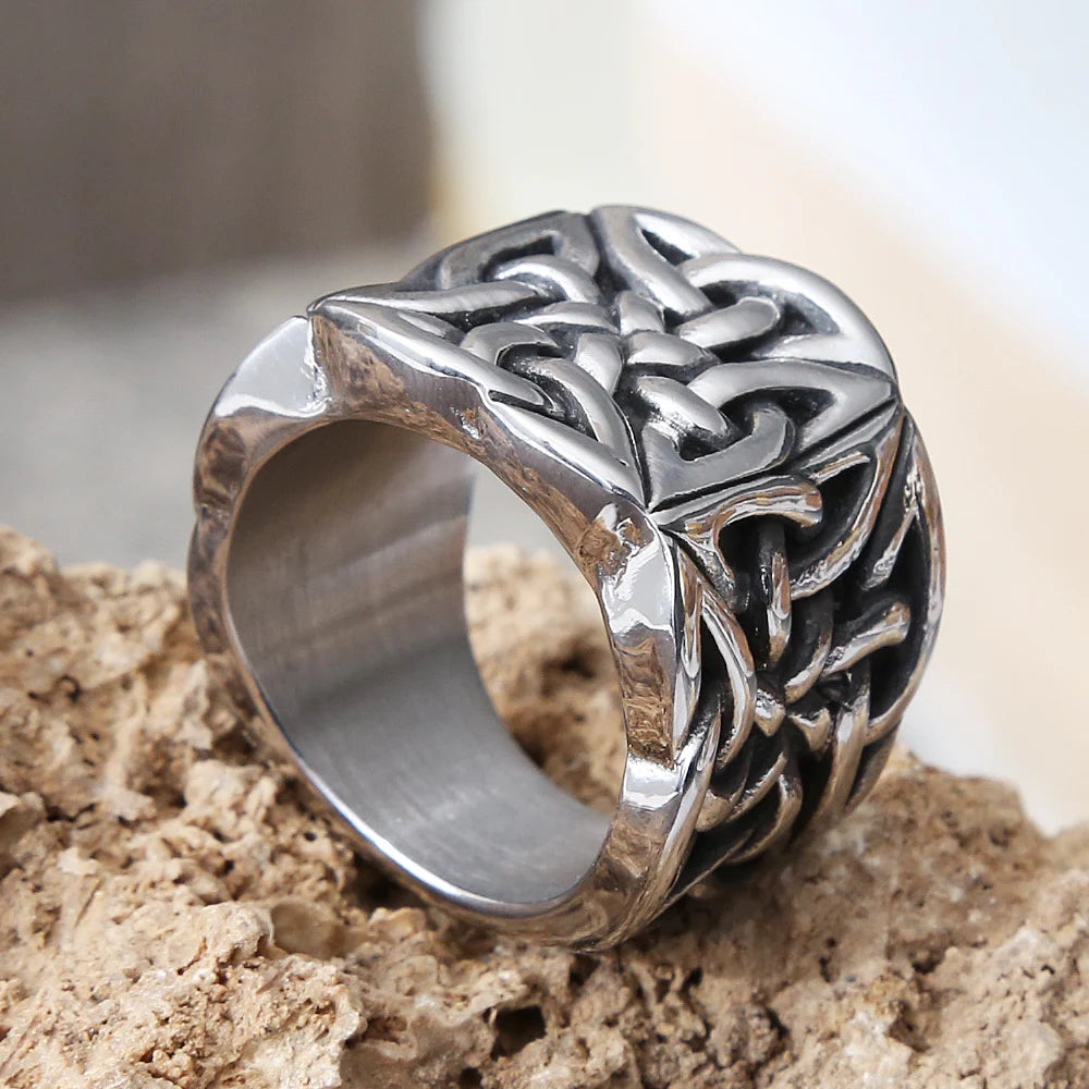 Heavy Metals Celtics Knot Rings for Men Boys Punk Vintage Stainless Steel Amulet Rings Biker Fashion Jewelry Gifts