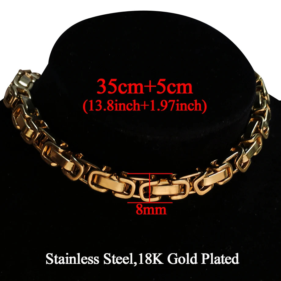 Punk Cuban Link Choker Necklace Collar Statement Chunky Stainless Steel Gold Color Thick Chain Necklace For Men Women Jewelry
