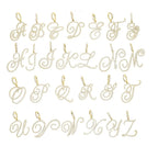 Cursive 26 Initial Letter Pendant Necklace Micro Pave 5A Cubic Zirconia CZ Alphabet Name Jewelry