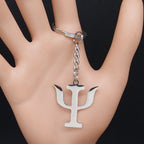 Greek Letter Silver Keychain — Stainless Steel
