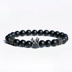 Luxury Men Stone Beads Skull Erkek Bileklik Bracelet Set Black CZ Crown Copper Bracelets For Women Pulseras Mujer