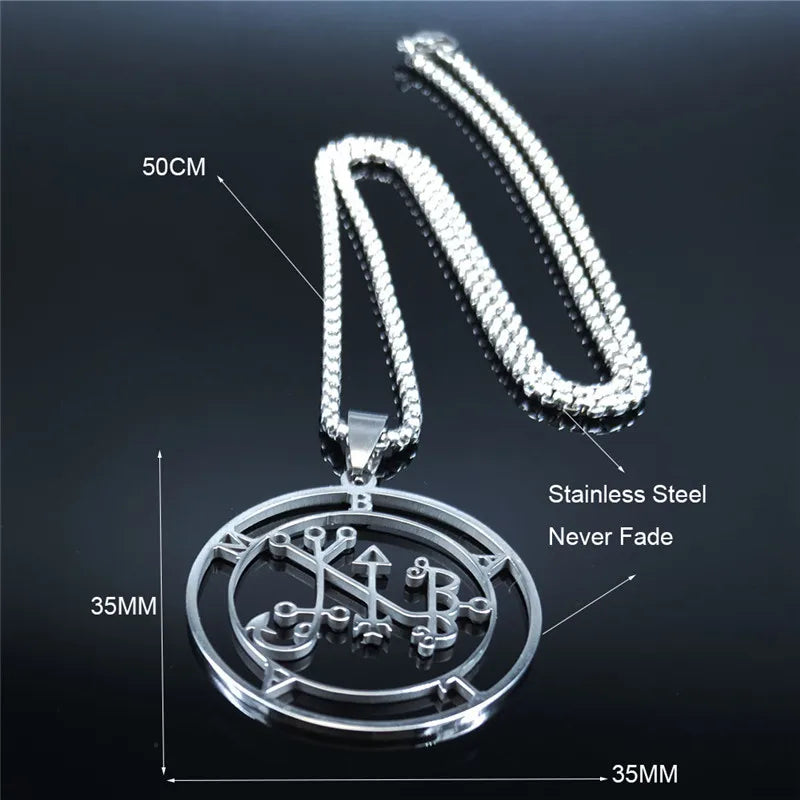 Demon Silver Pendant Seal Satan Balam Colar N7012s03