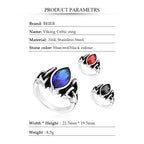 BEIER  NEW Cool Blue/Red/Black Zircon Northern Europe Viking Stainless Steel Ring Vintage Retro geometry Jewelry For Man BR8-269