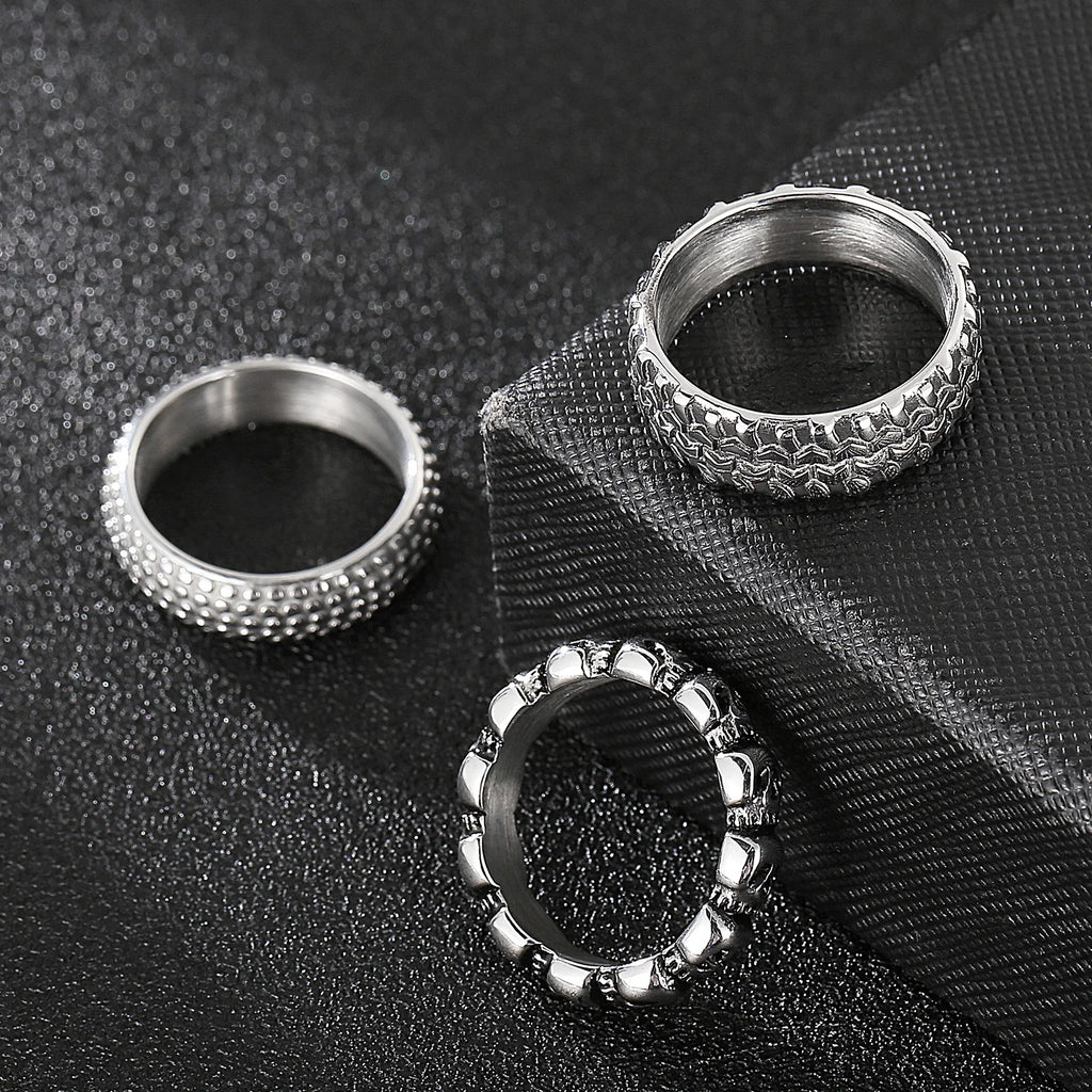 Kalen Punk 316L Stainless Steel Men's Ring Skull Finger Rings Fashion Biker Party Jewelry Round Anillos Accessories Size 8-12