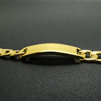 Gold Cuban Curb ID Bar Bracelet 9mm Wide 8 Inch — Stainless Steel