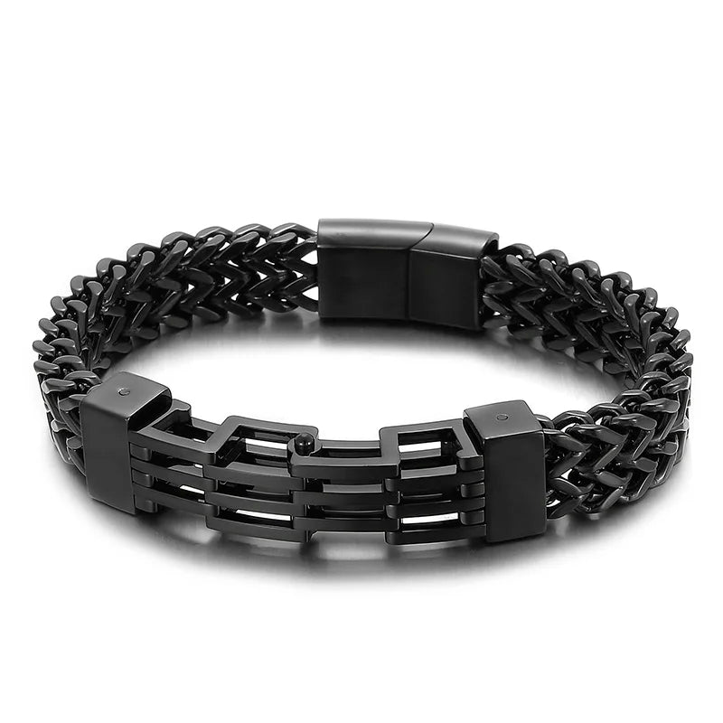 Gold Color Stainless Steel Bracelet for Men 11MM Link Chain Men's On Hand Bands Bracelets Male Jewellery Iron Mannen