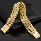 Luxury Yellow Gold Color Bracelet For Men 18MM Wide Stainless Steel Men's Chain Bracelets Metal Jewelry Gifts For