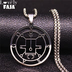 Silver Demon Seal Statement Necklace — Stainless Steel