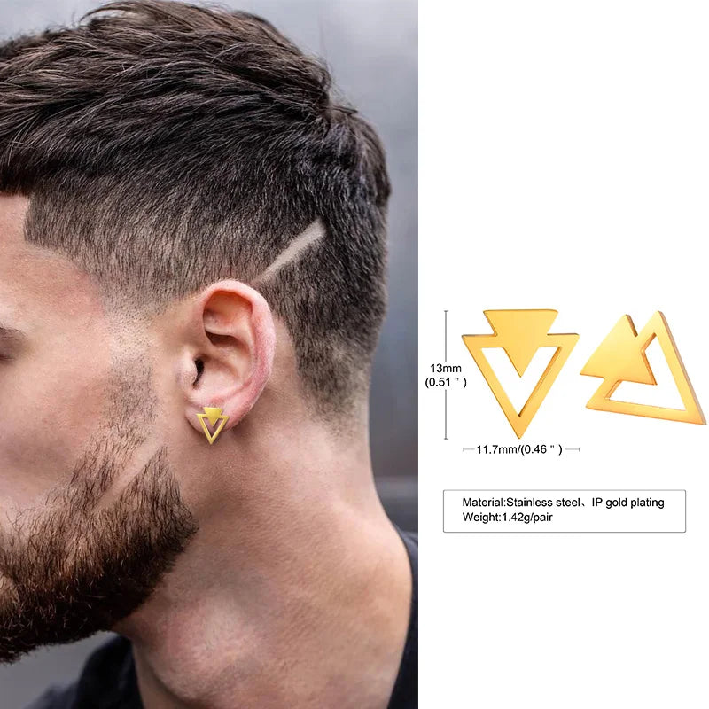 Minimal Triangle Zircon Stud Earrings — SS