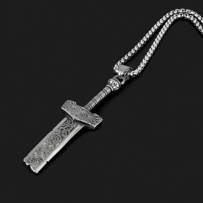 Broken Sword Pendant Necklace — Stainless Steel