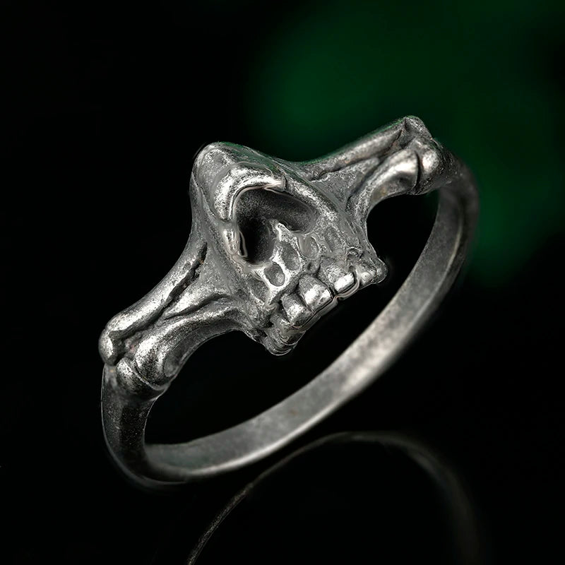 Aesthetic Gothic Vintage 316L Stainless Steel Cool Skull Men's Finger-Ring Punk Rock Bearded Biker Jewelry Christmas
