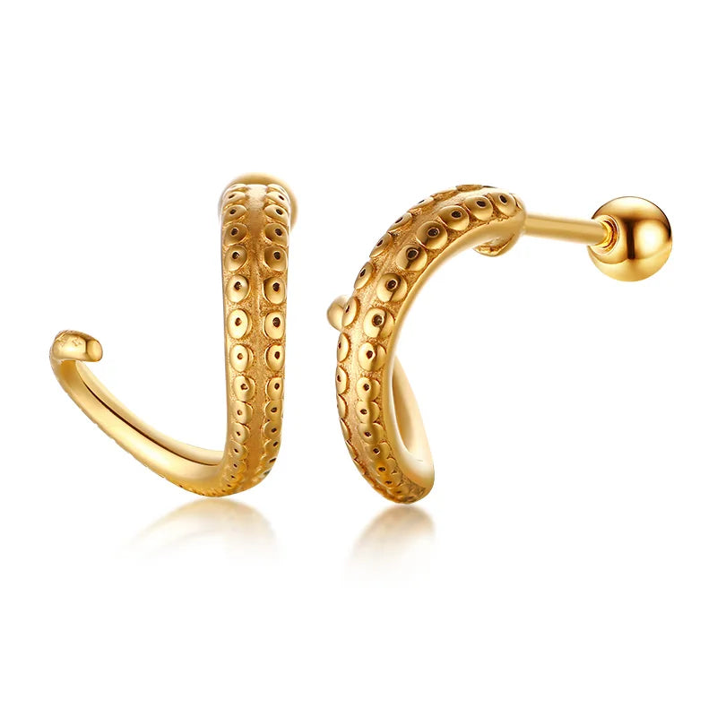 Silver Paperclip Hoop Earrings — Stainless Steel