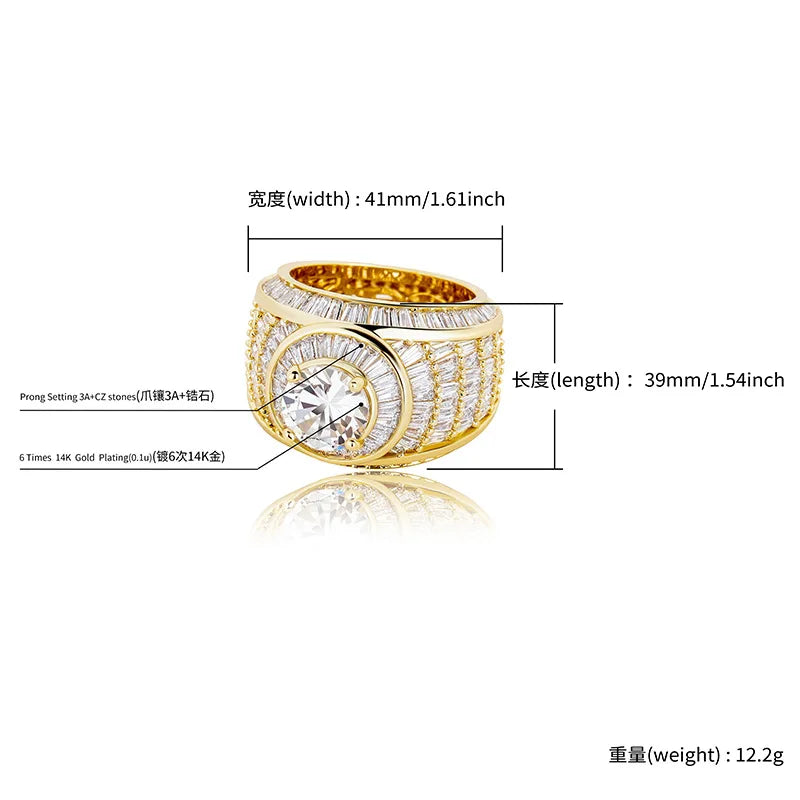 Hip Hop Micro Paved AAA Cubic Zirconia Bling Ice Out Geometric Round Rings for Women Men Hiphop Rapper Jewelry Drop Shipping