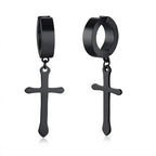 Cross Mini Huggie Hoop Earring — Stainless Steel