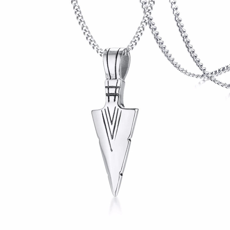 Arrowhead Tribal Spear Pendant — Stainless