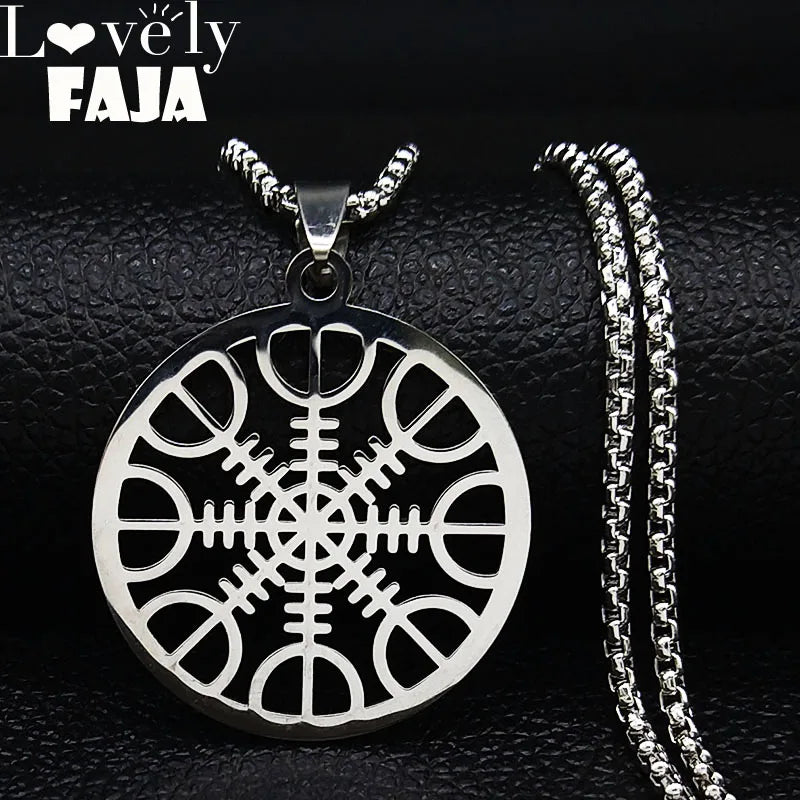 Viking Compass Pendant Necklace — Stainless Steel