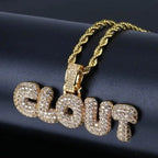 Hip Hop Rock Rapper Blessing Alphabet Pendant Necklace for Personality Men Fashion Street Trend Jewelry Accessories Gift