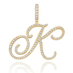 TOPGRILLZ New A-Z Cursive Letters Name Pendant&Necklace Iced Out Cubic Zircon Gold Silver Color Charm  Hip Hop Jewelry