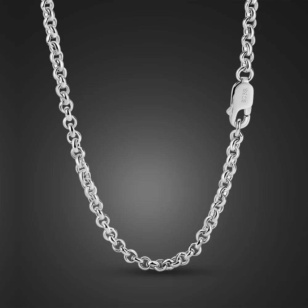 Rolo Chain Necklace 3mm for Men — Silver-Tone, 18 to 28 Inch