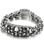 Steampunk Rock Skull Bracelet for Men In Waterproof Stainless Steel Skeleton Men's Bracelet Man Bike Jewelry Boys