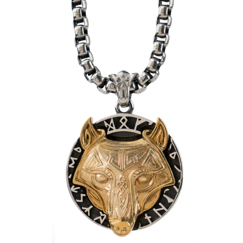 Viking wolf Knot Fenrir  necklace for men  nordic wolf stainless steel pendant