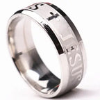 English Titanium Steel Christian Cross Bible Ring for Men and Women Personalized Ring Customize Ring Engraved Ring
